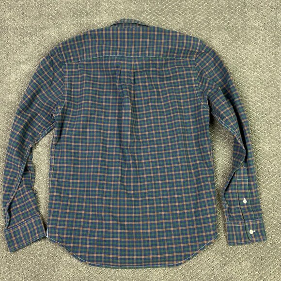 Peter Manning Lightweight Flannel Button Down Shirt Mens Size 2 Plaid Blue Green - Picture 5 of 14